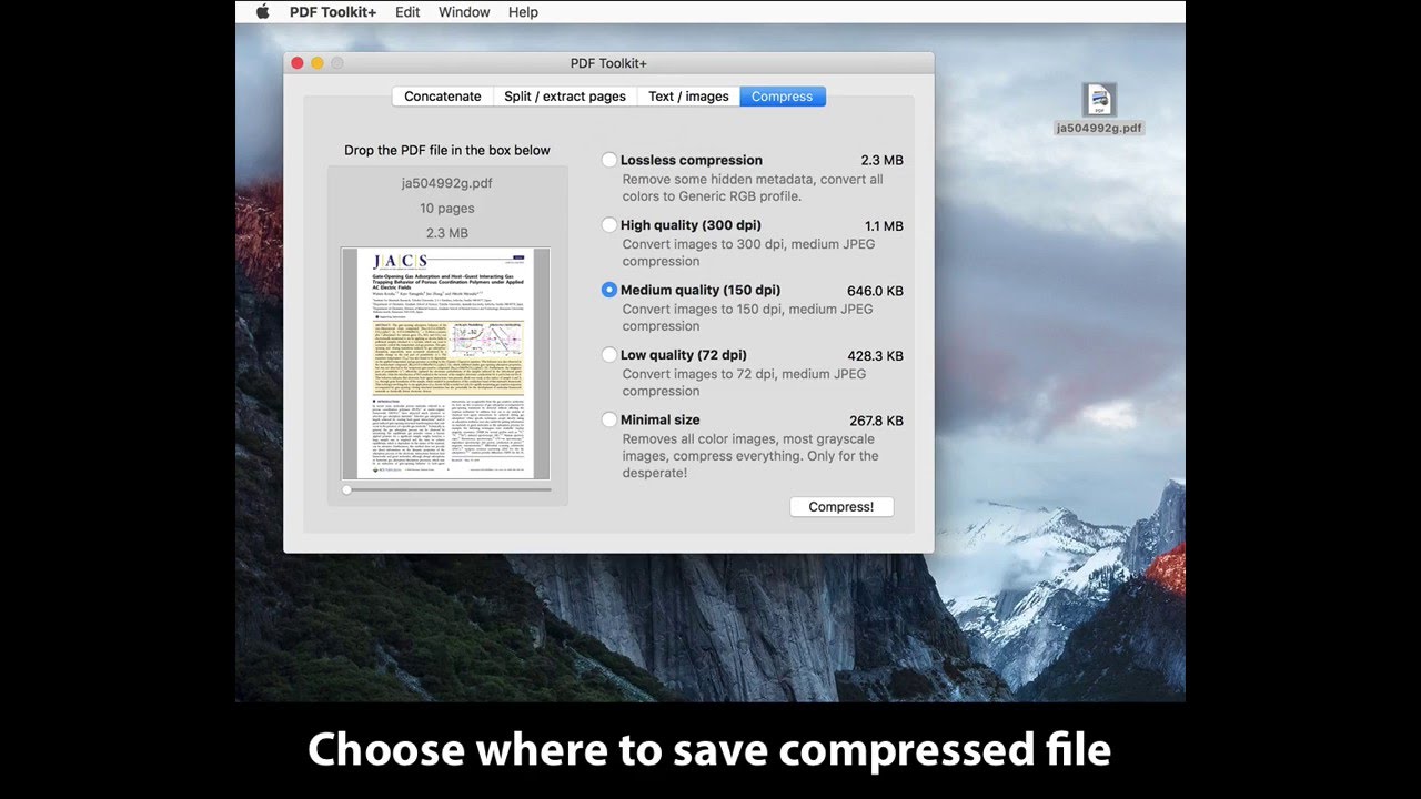 Compress a PDF file with PDF Toolkit +