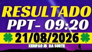 Live Jogo do Bicho results - PPT 9:20 AM - 08/21/2026