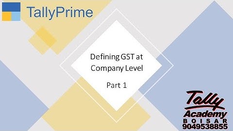 Defining GST at Company Level Part 1