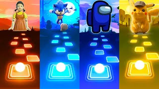 Squid Game vs Sonic vs Among Us vs Pikachu - Tiles Hop EDM Rush screenshot 3