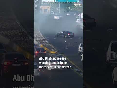 Abu Dhabi Police share crash video urging drivers to avoid swerving suddenly