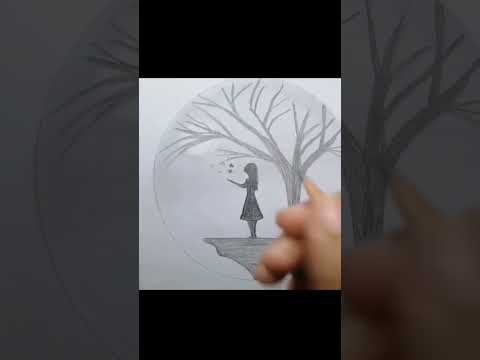 رسم بنت مع منظر القمر الفيديو في اول تعليق Draw A Girl 