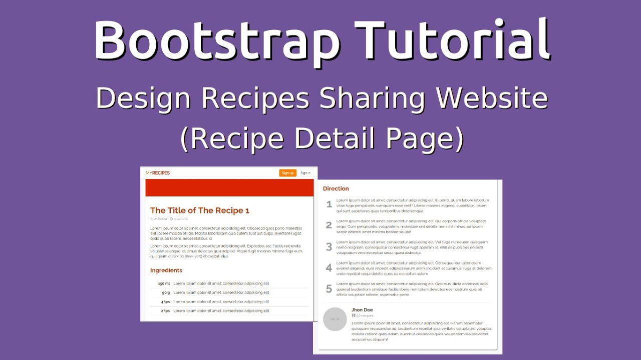 Bootstrap 3 Tutorial - Design Recipes Sharing Website (Page Detail ...