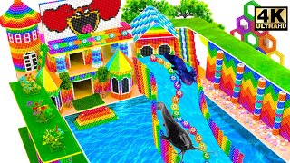 DIY - 90 Days How To Make 1M Dollars Water Slide Park Into Underground Swimming Pool House