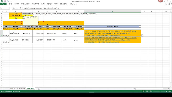 Chèn dữ liệu từ Excel vào bảng SQL bằng truy vấn