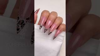 French Tips Meet Leopard Print Used: GT613 Ombre Gel, PF05 Extension Gel, IM222 Sandwich Dual Form