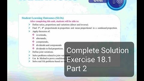 Exercise 18.1 Class 10 question 2 and 3 Variations Unit 18 Part 2 | Ex 18.1 q 2 class 10 Sindh Board