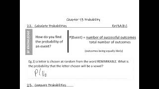 Year 8 22. E13A,B,C Calculating Probabilities