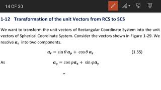 Lecture 5:Transformation of a Vector from RCS to SCS