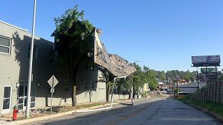 Roof blows over on business, hangs over street in Kansas City’s Westside South community