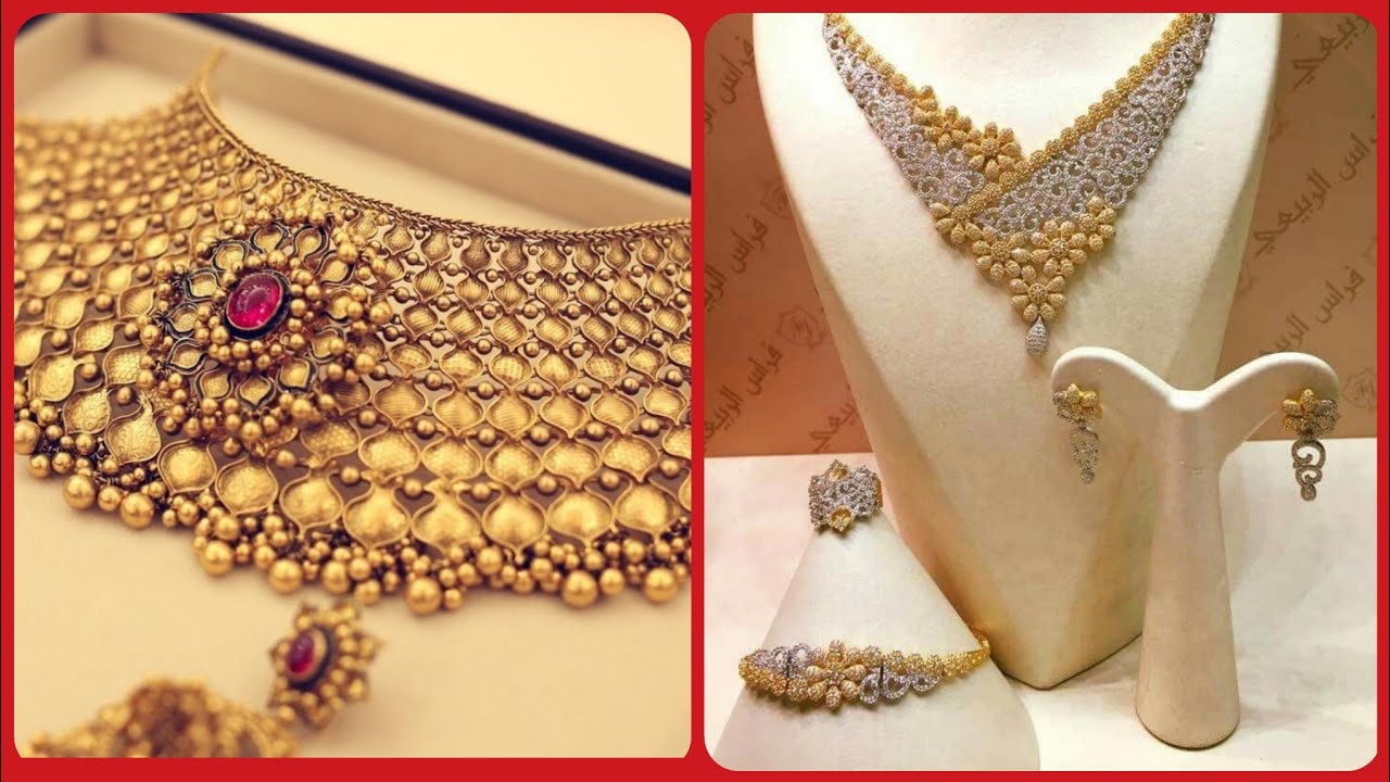 Luxury And Stylish Bridal Gold Necklace Gold Chocker Designs With Gold