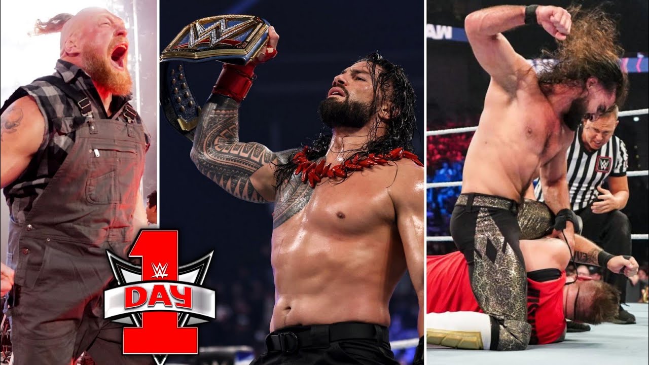 WWE DAY 1 Full Highlights - Roman Reigns Vs Brock Lesnar Match! WWE Championship Fatal 4 way Match