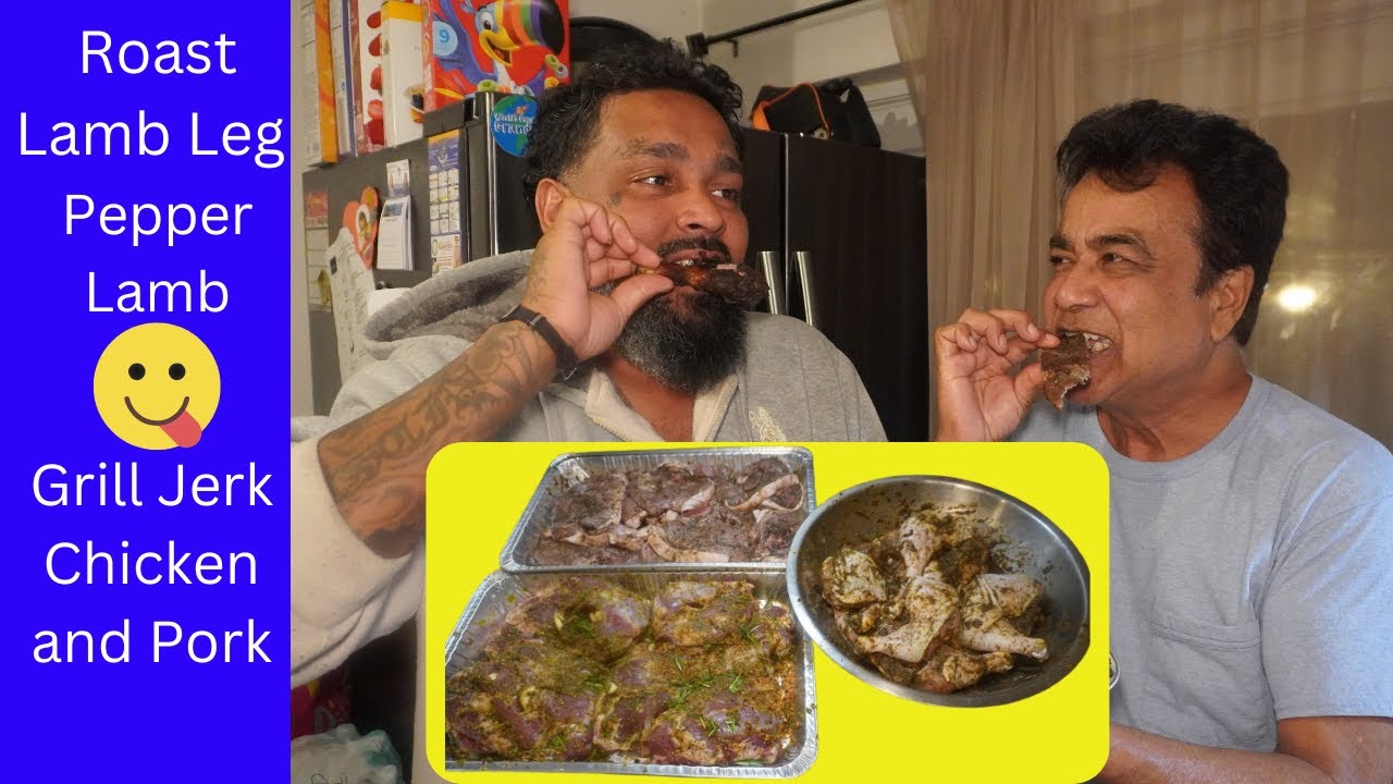 Roast Leg of Lamb, Grill Jerk Chicken, Jerk BBQ Pork. This was some Delicious Lamb, Chicken and Pork