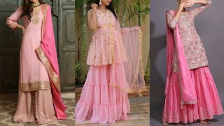 Pink Color Sharara Suit Design/ Pink Sharara Suit Design Images/ Pink Sharara Suit / Sharara Suit