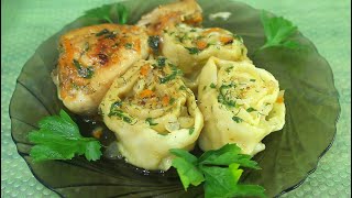 Вкусный обед или ужин. Курица с луковыми рулетиками. Штрули с курицей.