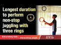 Longest duration to perform non-stop juggling with three rings
