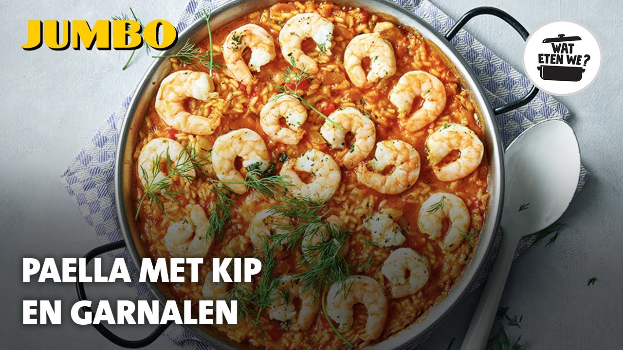 Wat eten we? Paella met kip en garnalen