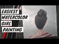 **EASIEST Watercolor Illustration?** -- Painting a Girl with Watercolors