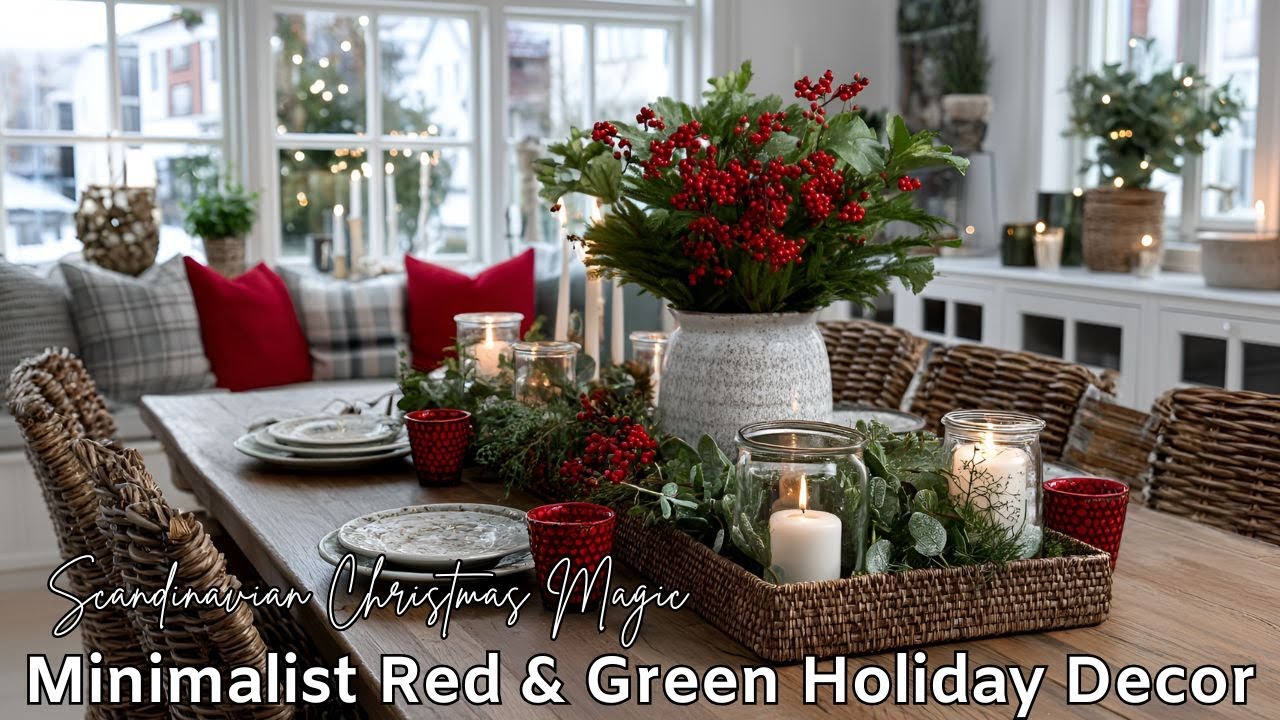 Scandinavian Christmas Magic | Minimalist Red & Green Holiday Decor with Cozy Simplicity