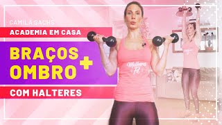 Mulher Fitness Levanta Braços Com Halteres Por Trás Cabeça Fazendo