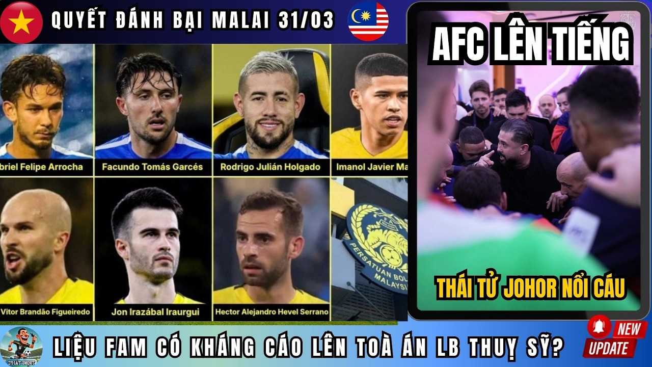FAM không phục kháng cáo CAS | TTK AFC tiết lộ thời điểm xử thua ĐT MALAI | Thái Tử lên tiếng