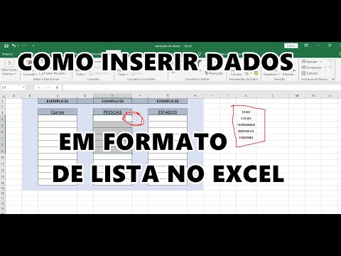 COMO INSERIR DADOS EM FORMA DE LISTA NO EXCEL VALIDAÇÃO DE DADOS LISTA