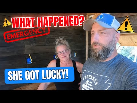 SHE GOT LUCKY! EMERGENCY ON THE RIDGE! family compound, tiny house, homesteading, cabin build, DIY