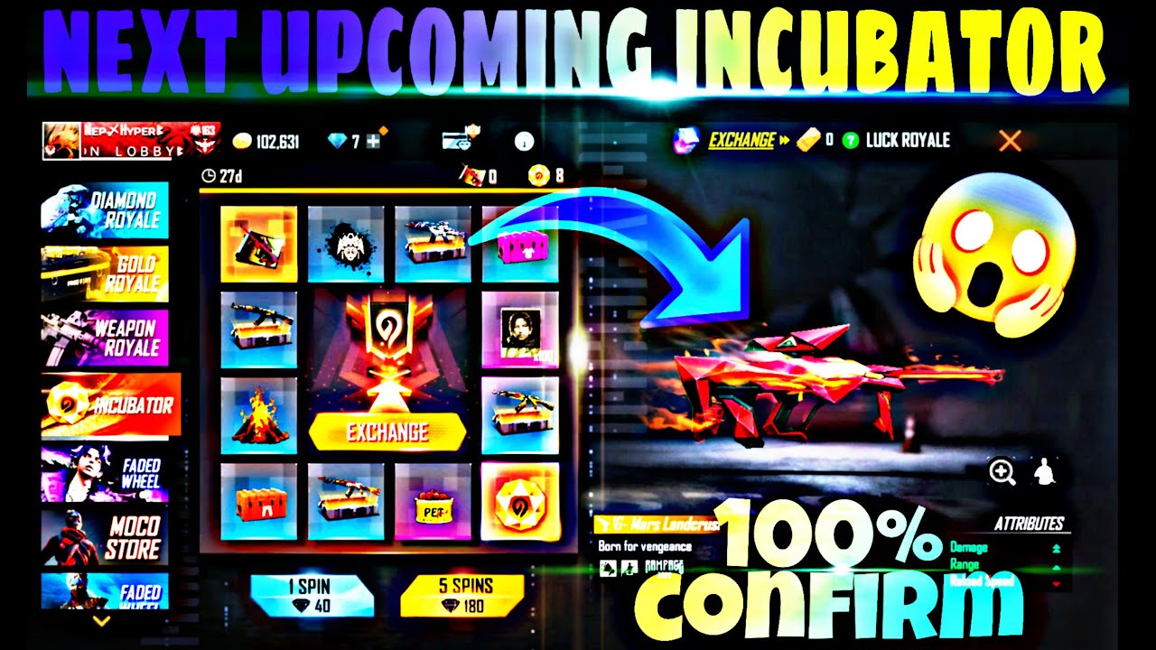 next upcoming incubator free fire  2022 Ff next Aug incubator😱