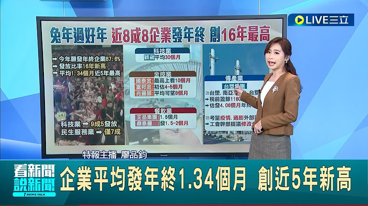 #三立最新 年終好"薪"情! 挺過疫情 近8成8企業發年終創16年最高 企業年終平均發1.34個月 科技業"穎崴"年終30個月令人稱羨│主播 廖品鈞│【LIVE大現場】20230111│三立新聞台 - 天天要聞