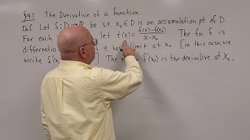 Real Analysis I (lec. 4.1.A) Derivative of a Function