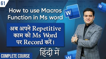 Macros in MS Word | How to Create and Use Macros Function in Microsoft Word | MS Word Course Free