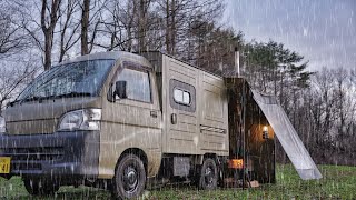 Car Camping with Cold Rain | New Portable Car Fridge! 　ICECO APL20 | Relaxing nature ASMR
