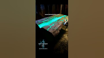 Glow in the dark Estuary table, Teal epoxy & live edge Maple #rivertable #epoxy #diyepoxy