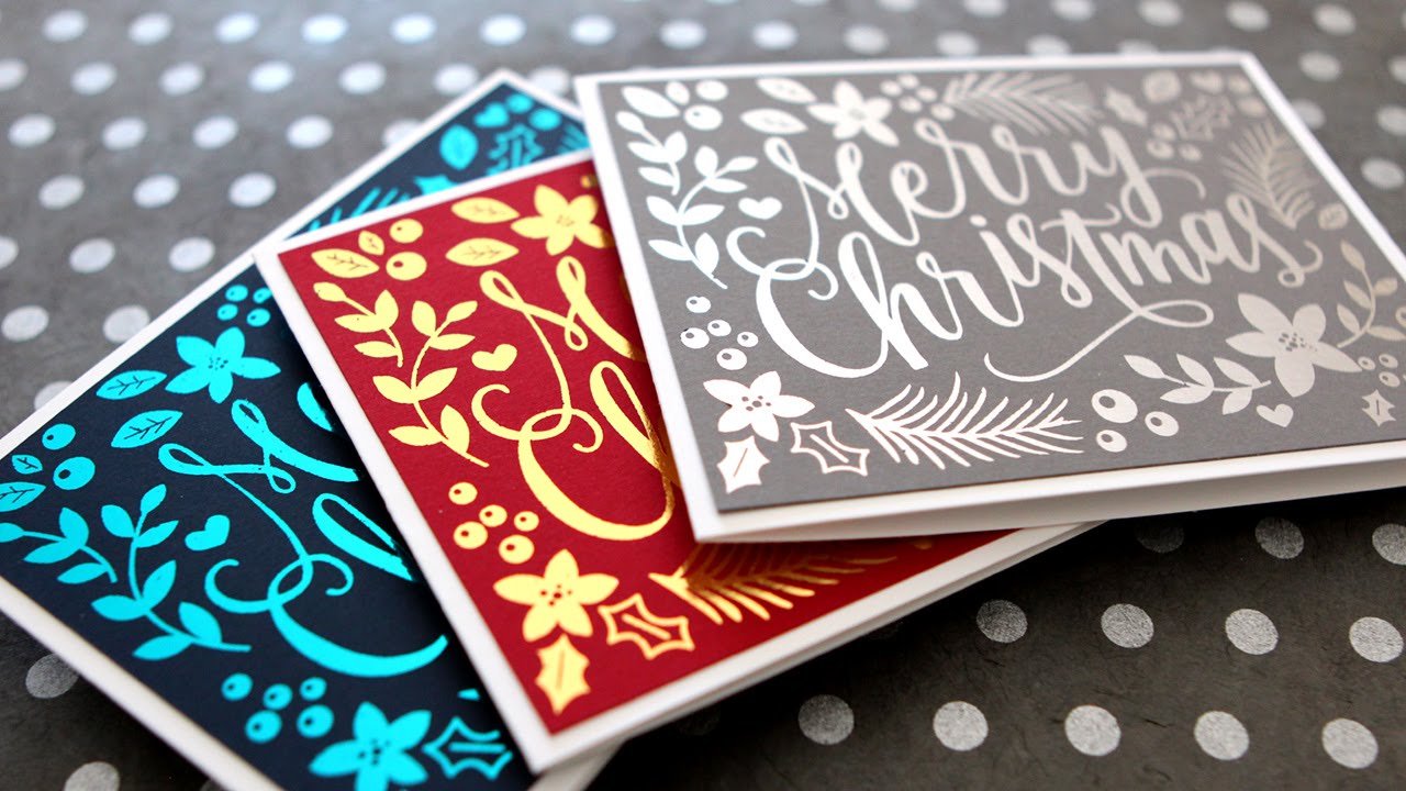 DIY Foil & Full Color Printables - Hand Painted Christmas Card - YouTube