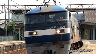JR貨物 EF210-901号機+コキ12B 貨物列車94レ 玖波駅通過 2014.7