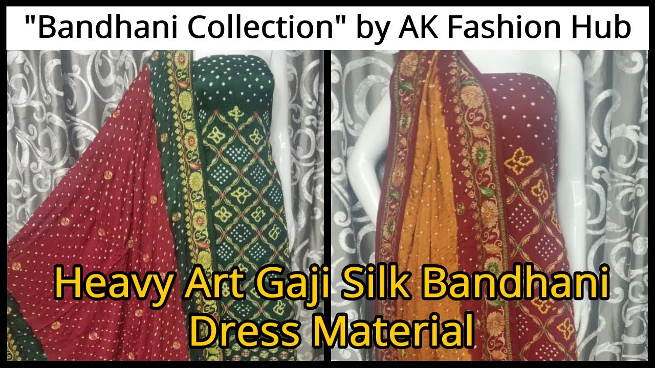 Bandhani dress set-213 | Heavy Art Gaji Silk Bandhani Dress Material