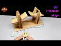 How to make cardboard hydraulic bridge at home easy  diy cardboard hydraulic bridge mini project