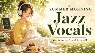 Summer Morning Jazz Vocals│Relaxing Sunlit Daisy Café with My Cat & Pancakes Vocals screenshot 3