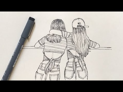 How To Draw Best Friends Easy Step By Step Youtube
