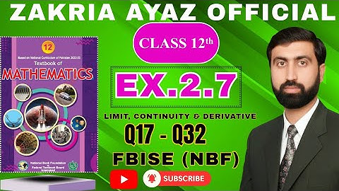 Class 12 Math | Exercise 2.7 | Full Solution | Derivative | FBISE New Book 2025 | Sir Zakria Ayaz 