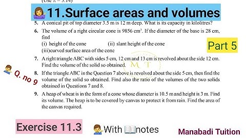 9th class maths |Chapter 11|Surface areas and volumes| 💁Exercise 11.3 |Q no 9 |part 5|