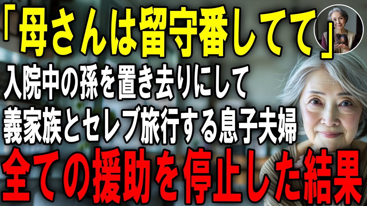 私に入院中の孫の子守りを強制し義実家と熱海旅行に行く息子夫婦。数日後、彼らは全てを失いました