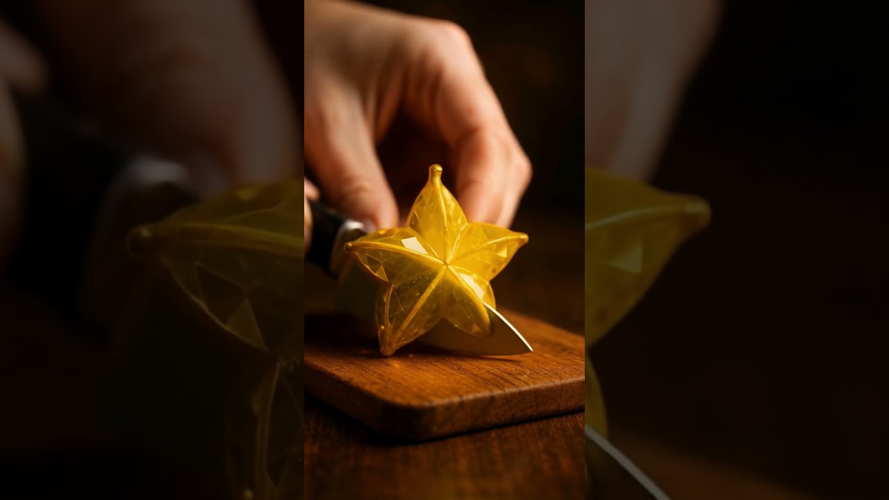 ✨ Cutting a Crystal Starfruit 🍋 | Unreal Gem Fruit ASMR That Shines Like Magic.  