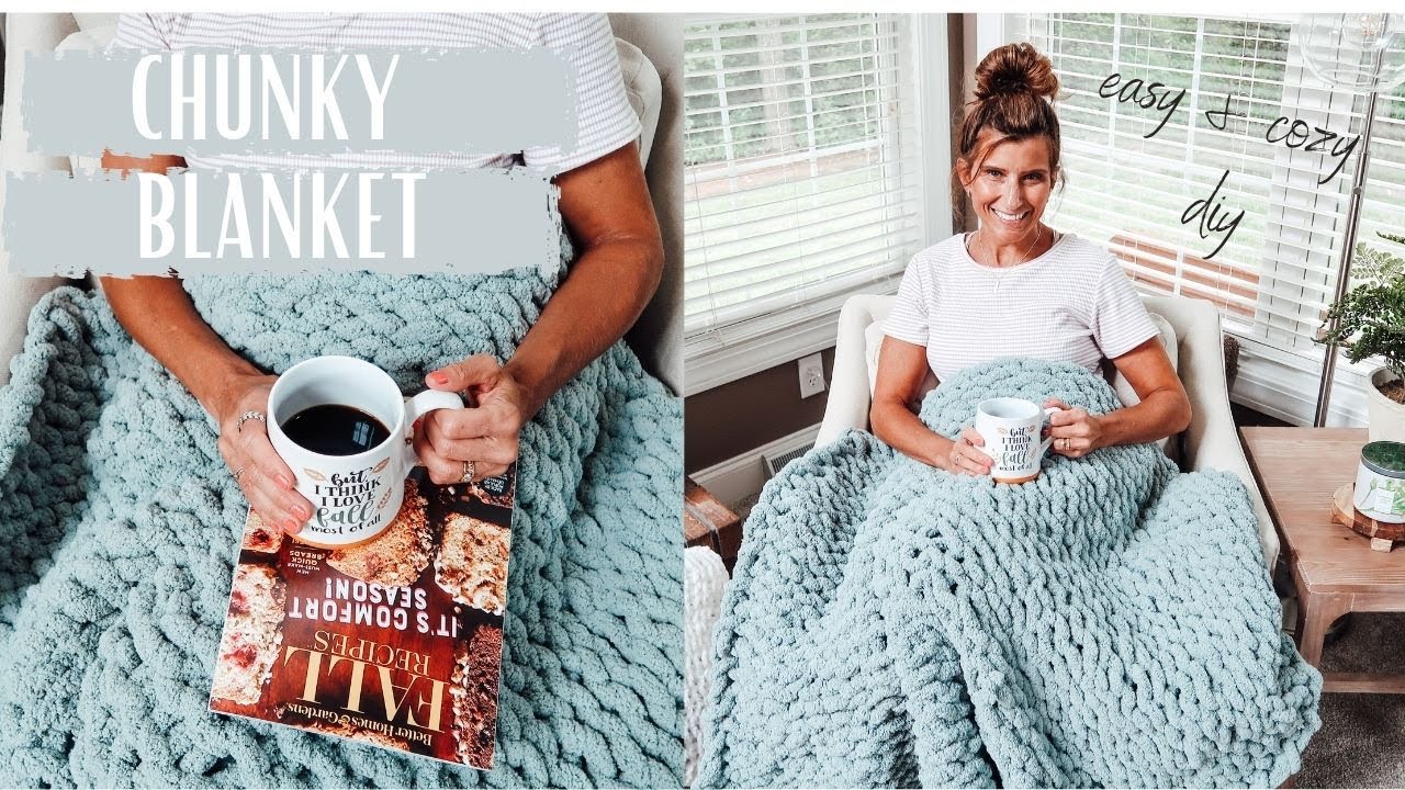 🧶 DIY Easy Chunky Knit Blanket