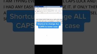 How to change all Caps(Capital Letters) into lowercase using shortcut key in word #word