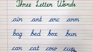 English cursive writing for beginners/Three letter words(Part-1)/Improve Handwriting.