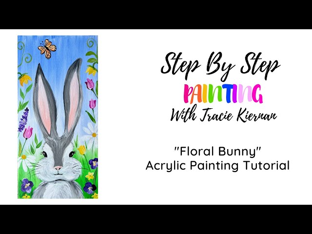 bunny garden acrylic painting (4x4 canvas) – Happy Olive Studio