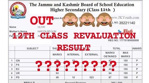 Jkbose 12th class REVALUATION RESULT Not Out check your result