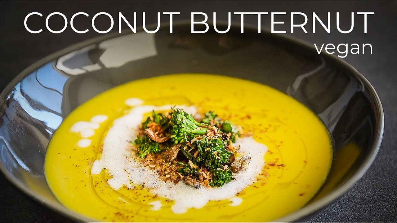 COCONUT BUTTERNUT SQUASH SOUP RECIPE | EASY VEGAN THANKSGIVING MEAL IDEA