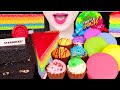 ASMR TRIPLE SOUR POP, BLACK STARBUCKS CAKE, RAINBOW CREPE CAKE, CUP CAKE 트리플 사워팝 먹방 EATING SOUNDS